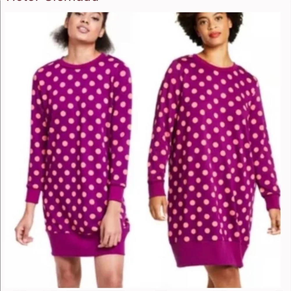 Victor Glemaud Polka Dot Tunic Dress Womens XS Crewneck Pullover Purple target